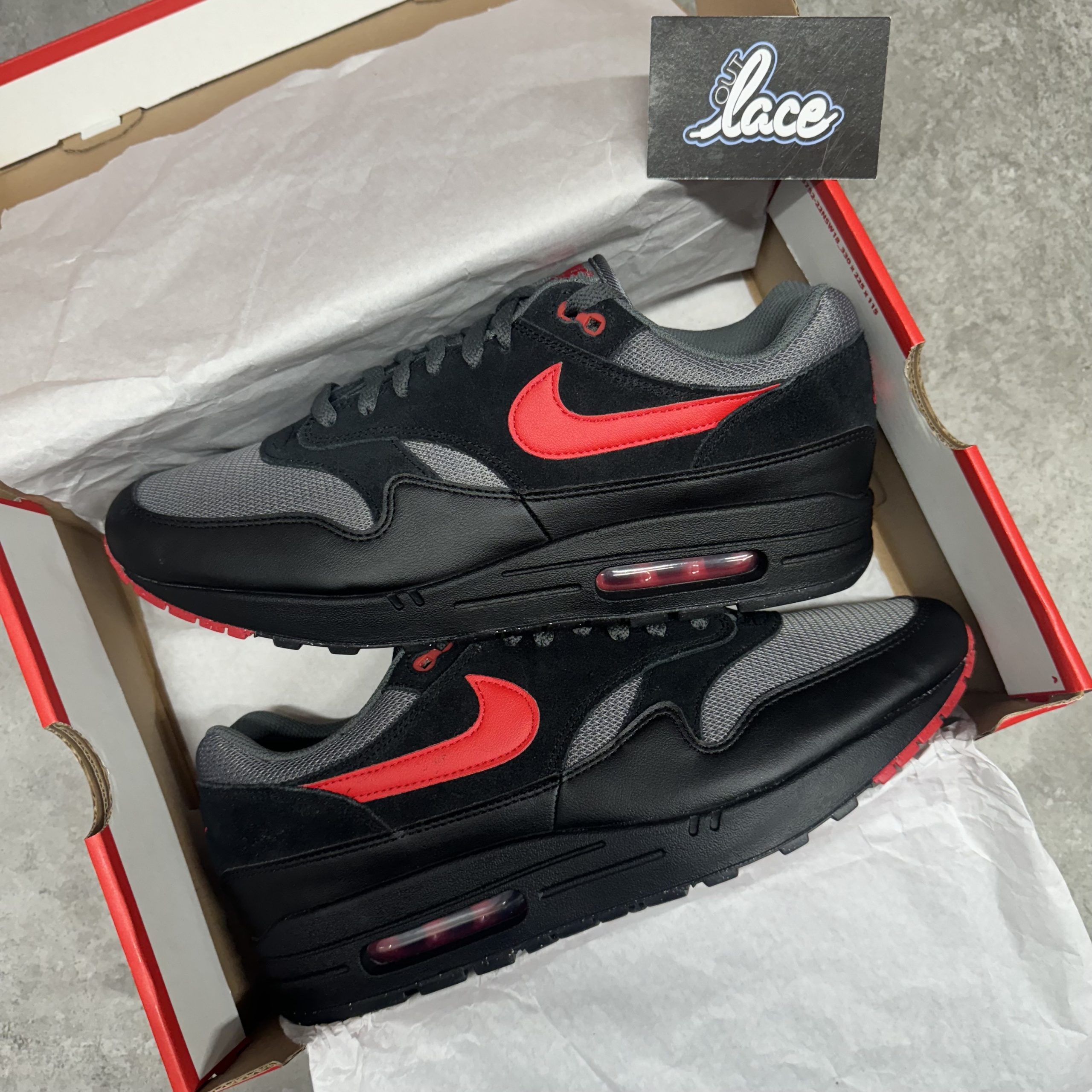 Nike Air Max 1 Essential - Black University Red Iron Grey